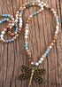 Boho Necklace, RH Amazonite Jasper, Dragonfly Brown Natural Stone
